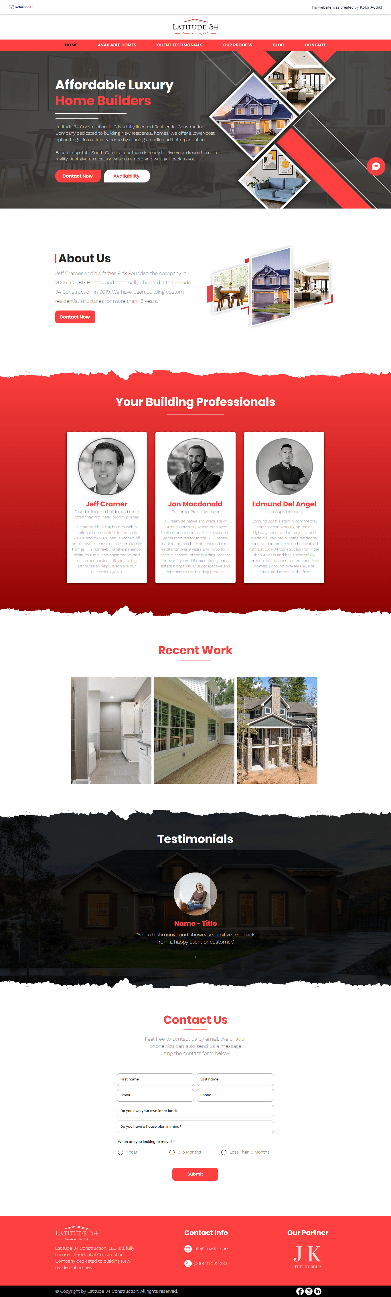 Latitude 34 Construction home page