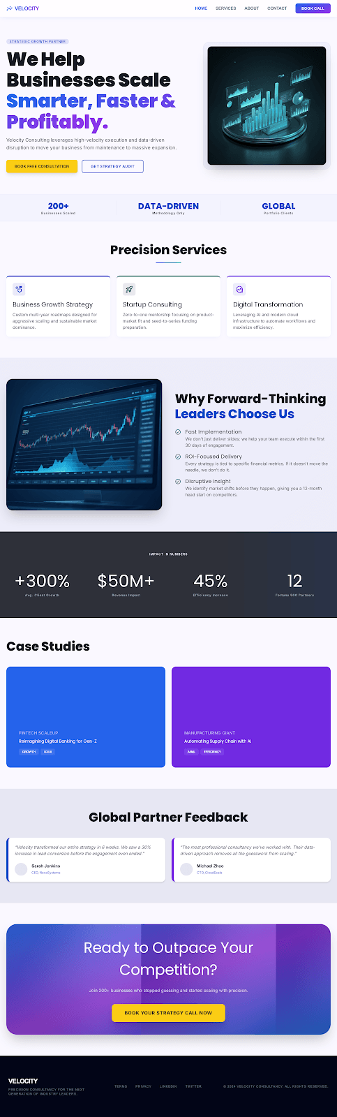 Velocity Consultancy home page